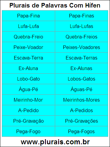 Plurais de Palavras Com Hífen