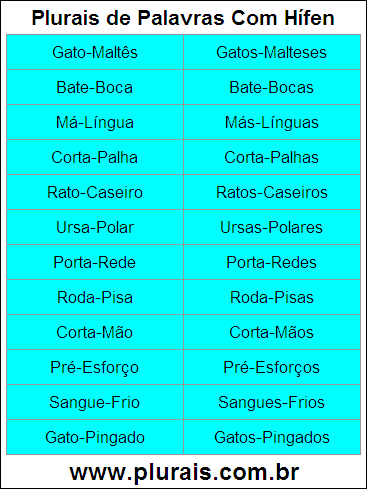 Plurais de Palavras Com Hífen