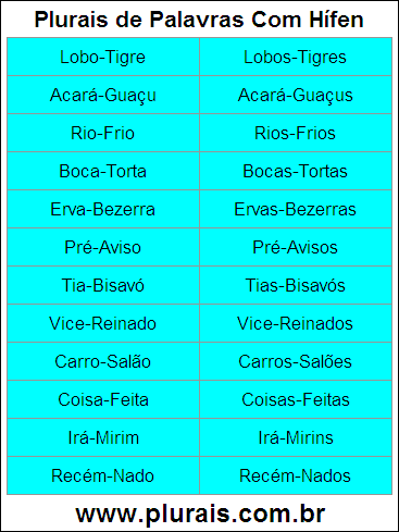 Plurais de Palavras Com Hífen