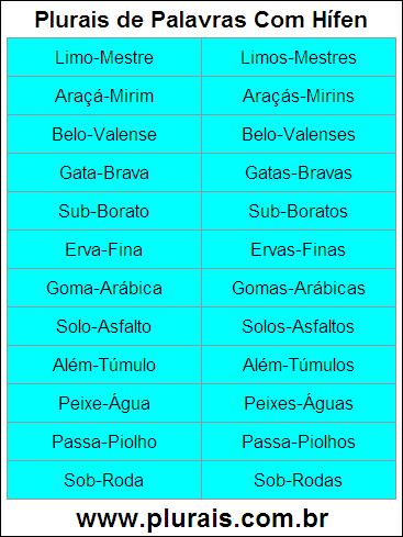 Plurais de Palavras Com Hífen
