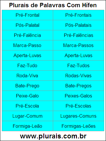 Plurais de Palavras Com Hífen