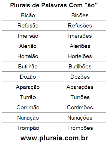 Plurais de Palavras Com ÃO no Final