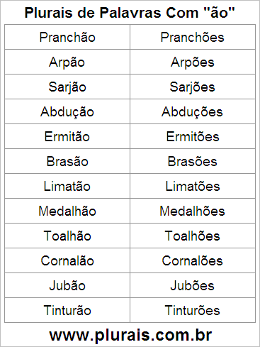 Plurais de Palavras Com ÃO no Final