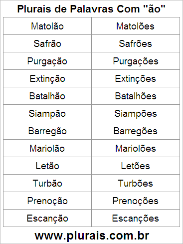 Plurais de Palavras Com ÃO no Final