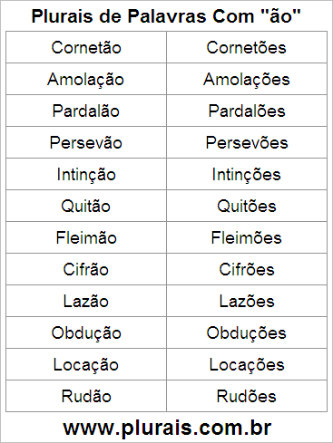 Plurais de Palavras Com ÃO no Final