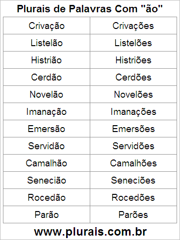 Plurais de Palavras Com ÃO no Final