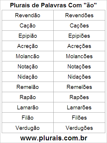 Plurais de Palavras Com ÃO no Final