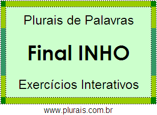 Exercícios Com Plurais de Palavras no Diminutivo Terminadas em INHO