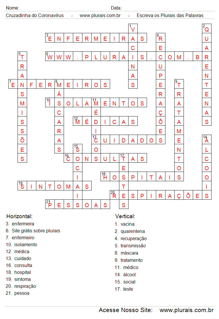 Cruzadinha Sobre o Coronavírus