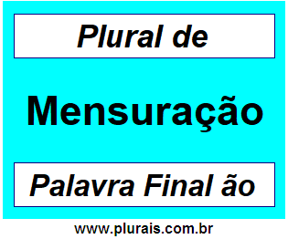 Plural de Mensuração