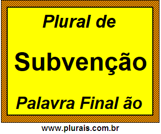 Plural de Subvenção